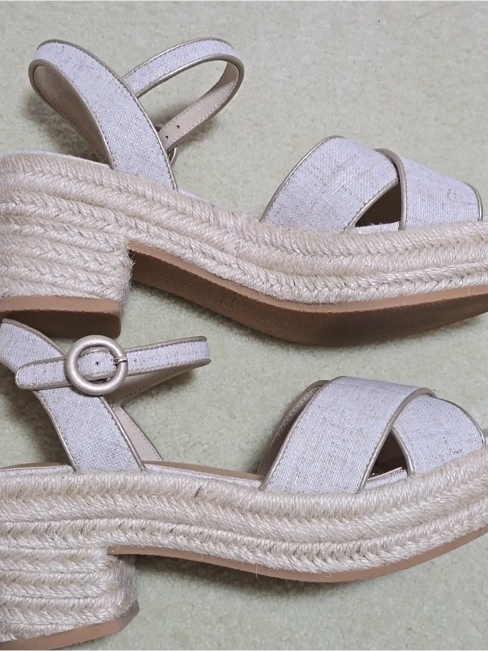 BNIB J. Crew Beige Linen Platform Espadrille Neutral Women’s Sandals